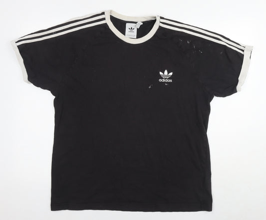 adidas Mens Black Cotton T-Shirt Size XL Round Neck