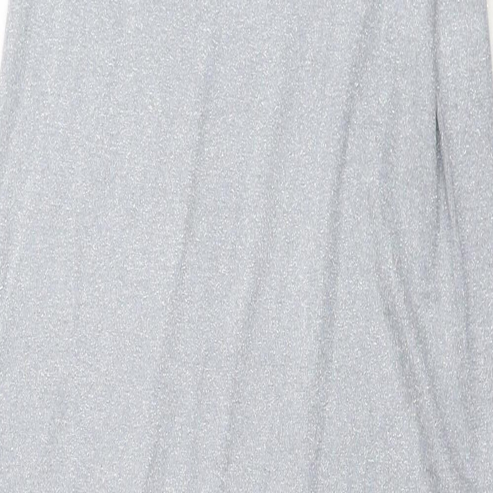 Zara Womens Green Polyester Maxi Size S Halter Pullover - Glitter Detail