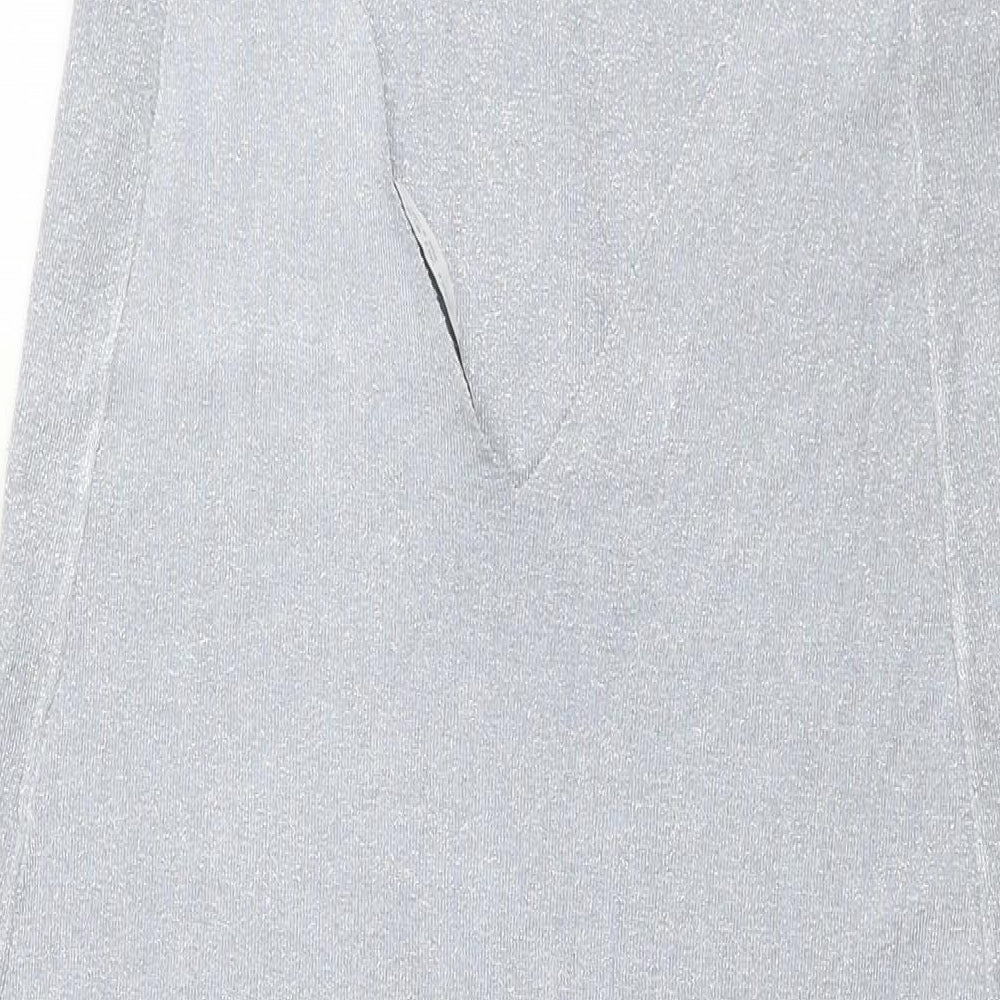 Zara Womens Green Polyester Maxi Size S Halter Pullover - Glitter Detail