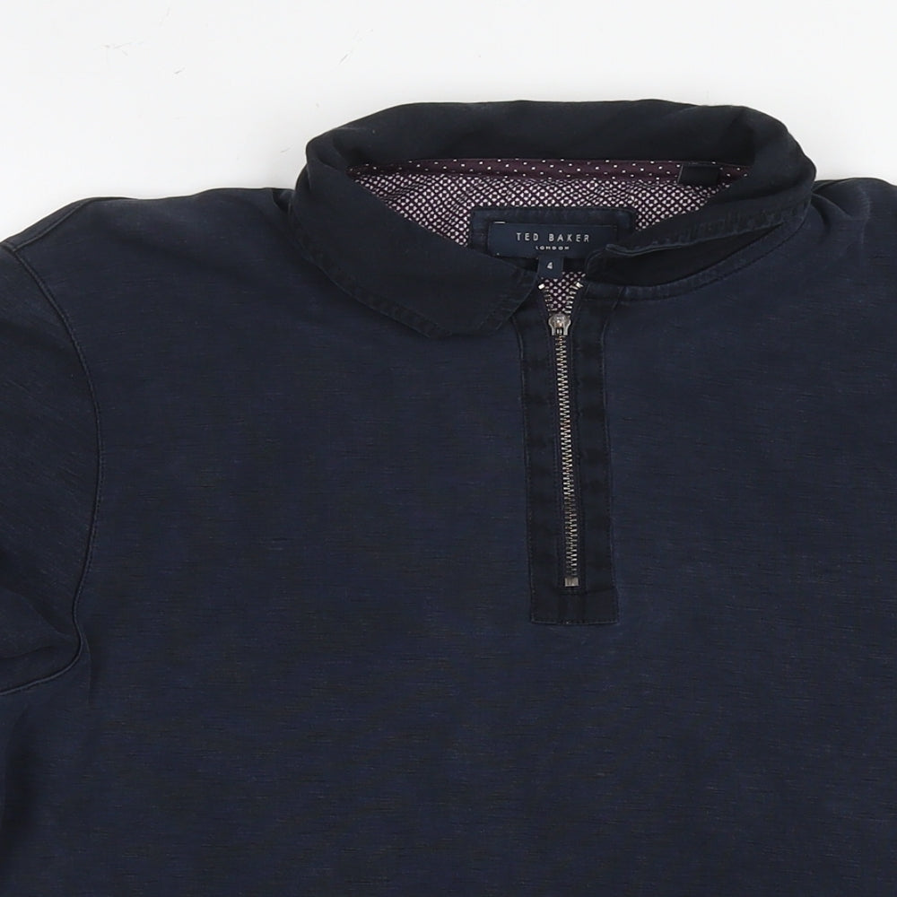 Ted Baker Mens Blue Lyocell Polo Size L Collared Pullover - Label Size 4