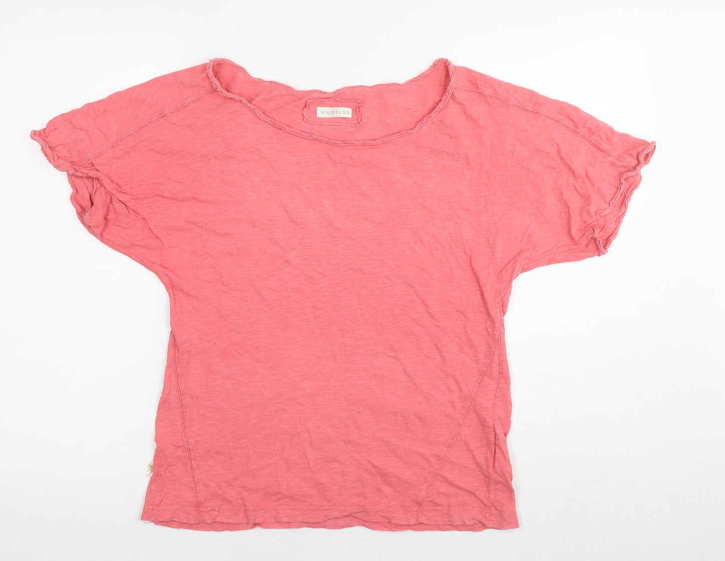 Whistles Womens Pink Cotton Basic T-Shirt Size M Boat Neck - Label Size 2