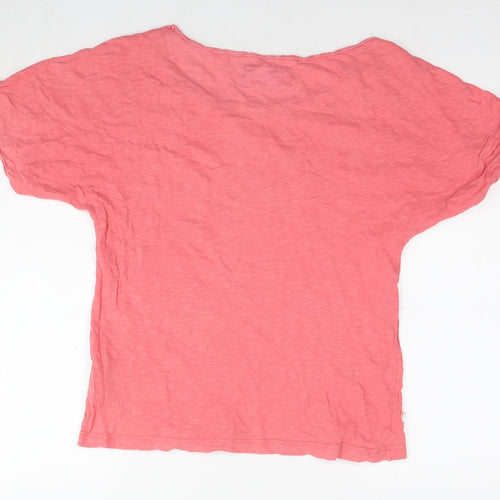 Whistles Womens Pink Cotton Basic T-Shirt Size M Boat Neck - Label Size 2