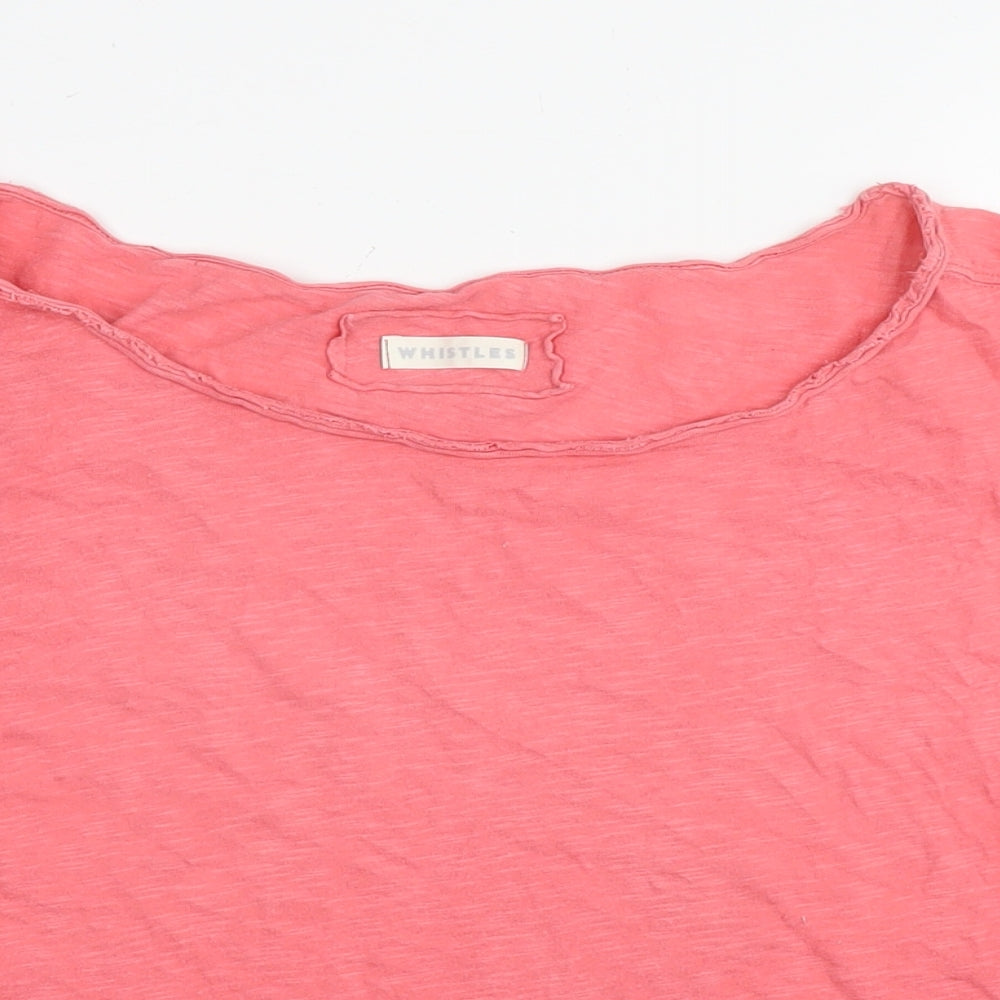 Whistles Womens Pink Cotton Basic T-Shirt Size M Boat Neck - Label Size 2