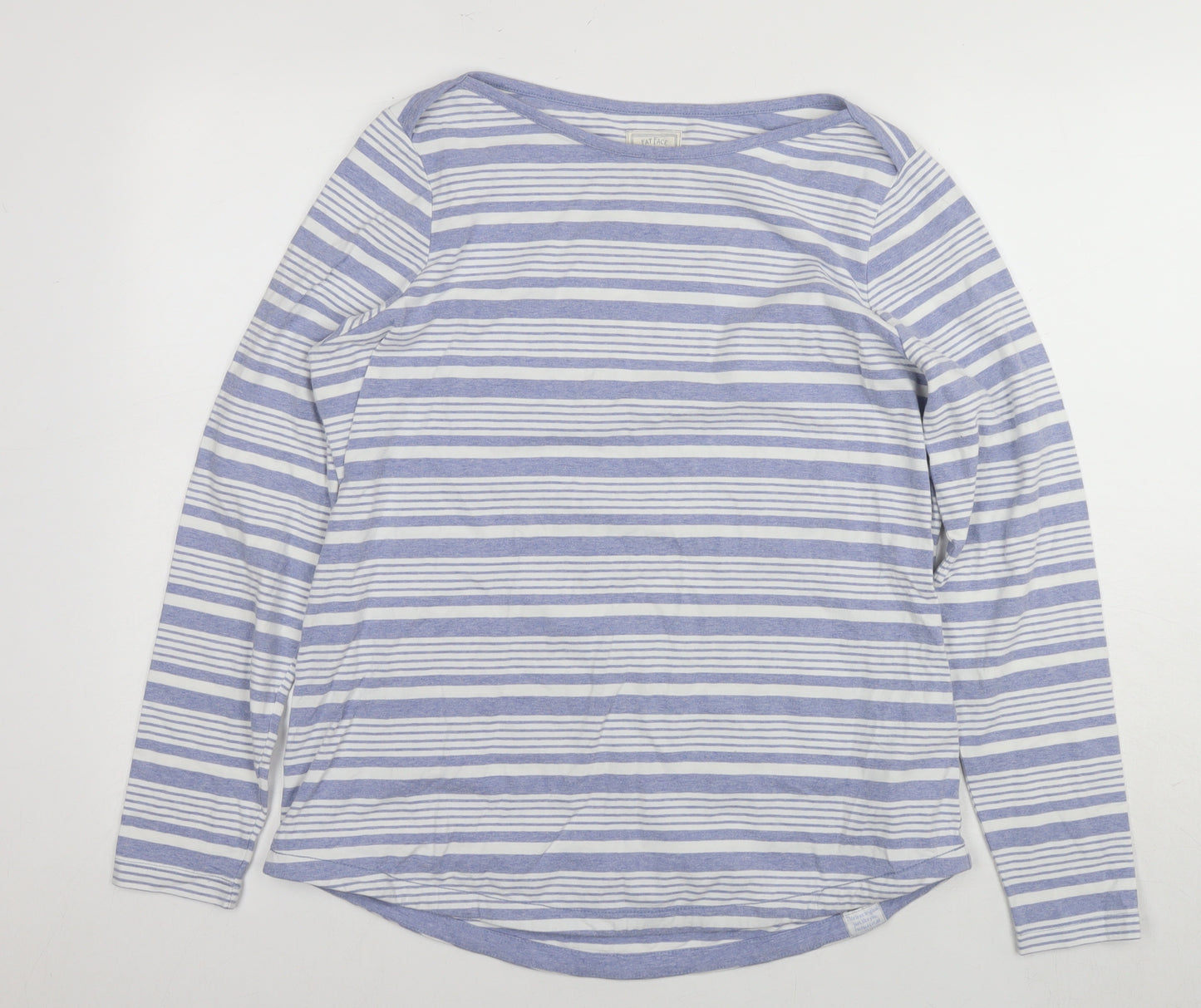 Fat Face Womens Blue Striped Cotton Basic T-Shirt Size 14 Round Neck