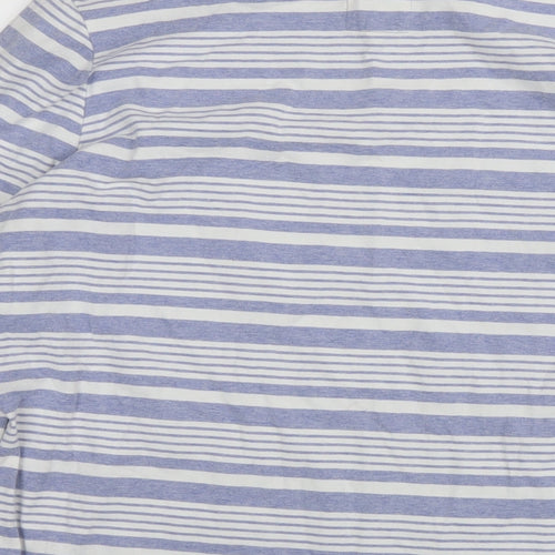 Fat Face Womens Blue Striped Cotton Basic T-Shirt Size 14 Round Neck