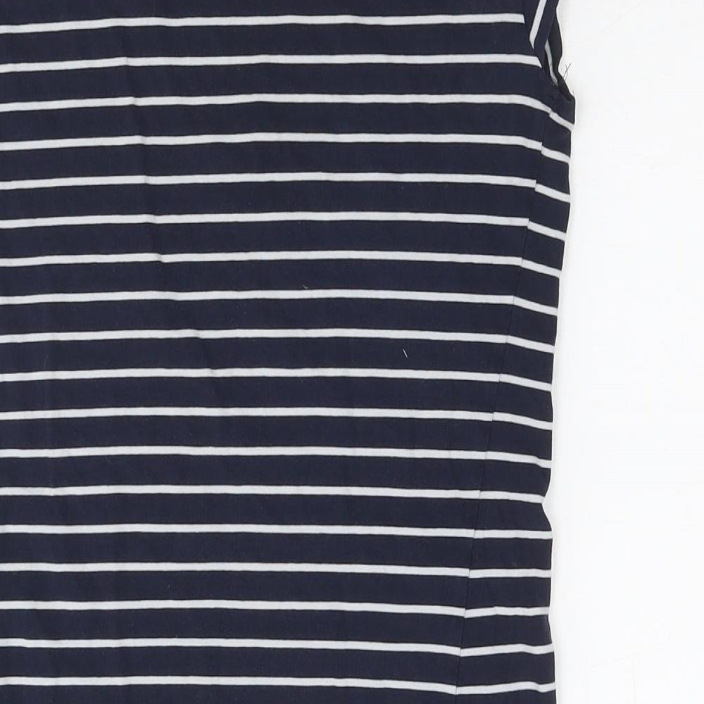 French Connection Womens Blue Striped Cotton Basic T-Shirt Size S Round Neck