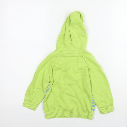 NEXT Boys Green Striped Cotton Pullover Hoodie Size 2-3 Years Pullover - Logo