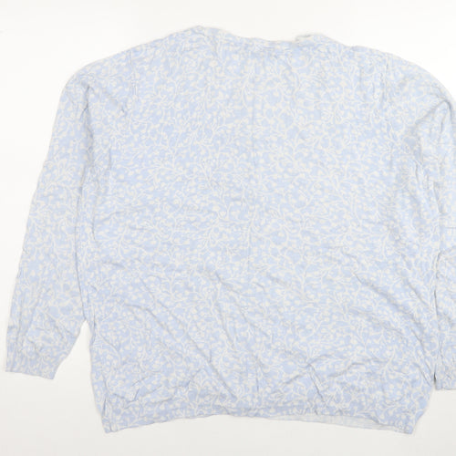 Bonmarché Womens Blue Round Neck Floral Viscose Cardigan Jumper Size L
