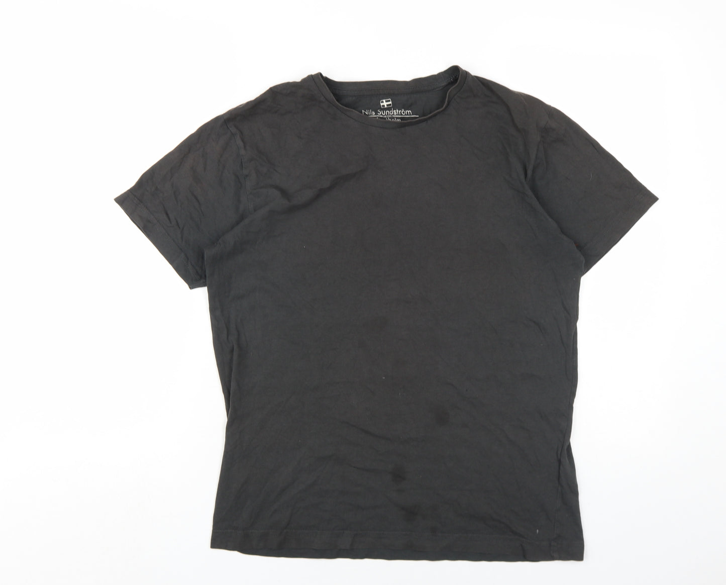 Nils Sundstrom Mens Grey Cotton T-Shirt Size M Round Neck