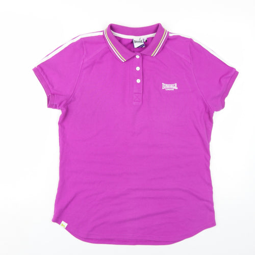 Lonsdale Womens Purple Polyester Basic Polo Size 18 Collared