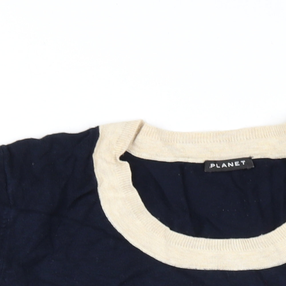 Planet Womens Black Round Neck Viscose Pullover Jumper Size L
