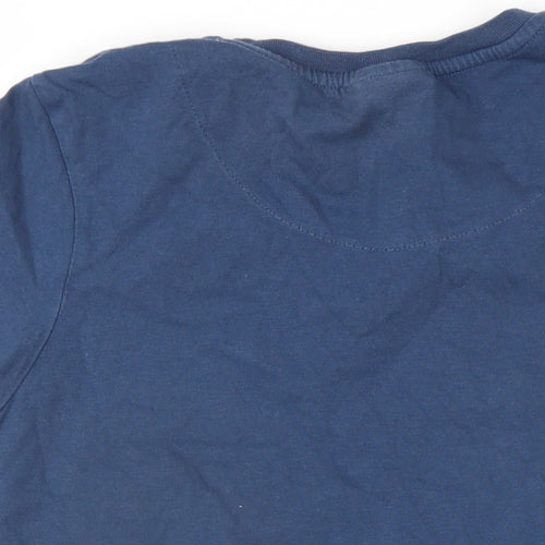 Animal Womens Blue Cotton Basic T-Shirt Size 8 Round Neck