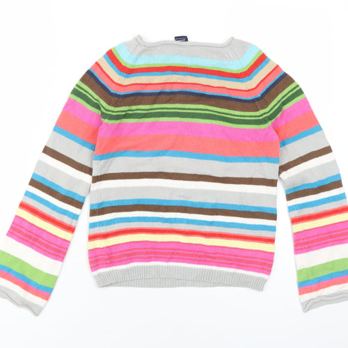 Gap Girls Multicoloured Round Neck Striped Cotton Pullover Jumper Size 10-11 Years Pullover