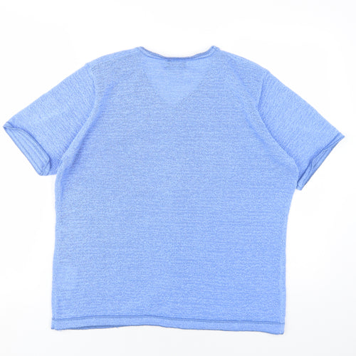 Tay Berry Womens Blue Polyester Basic T-Shirt Size M V-Neck