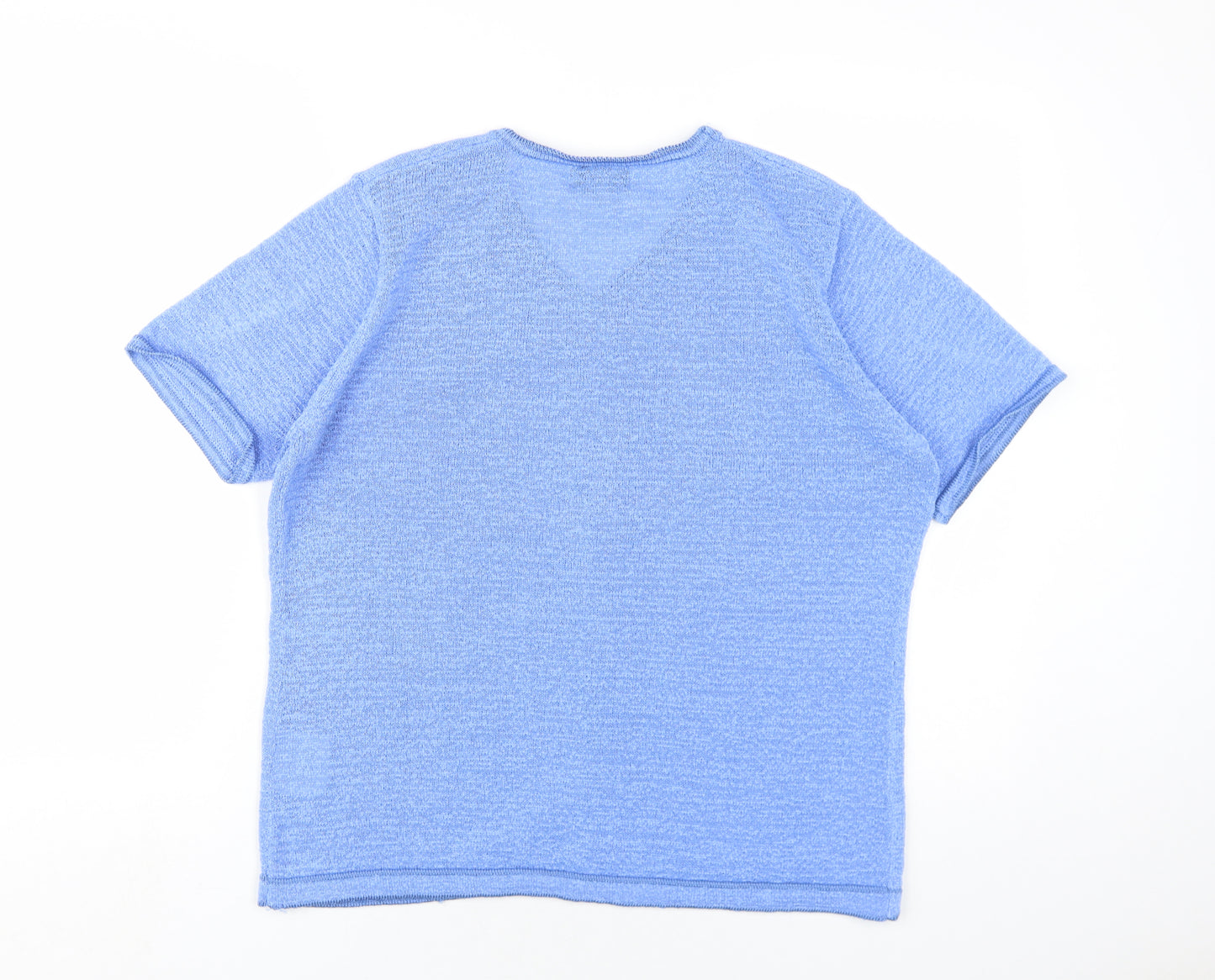 Tay Berry Womens Blue Polyester Basic T-Shirt Size M V-Neck