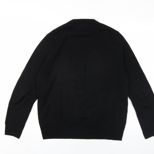 Marks and Spencer Womens Black V-Neck Wool Pullover Jumper Size M