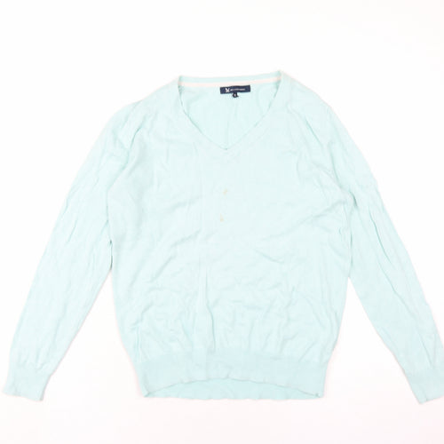 Crew Clothing Womens Green V-Neck Cotton Henley Jumper Size 12