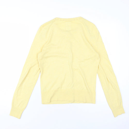 MANTARAY PRODUCTS Womens Yellow Round Neck Cotton Cardigan Jumper Size 12