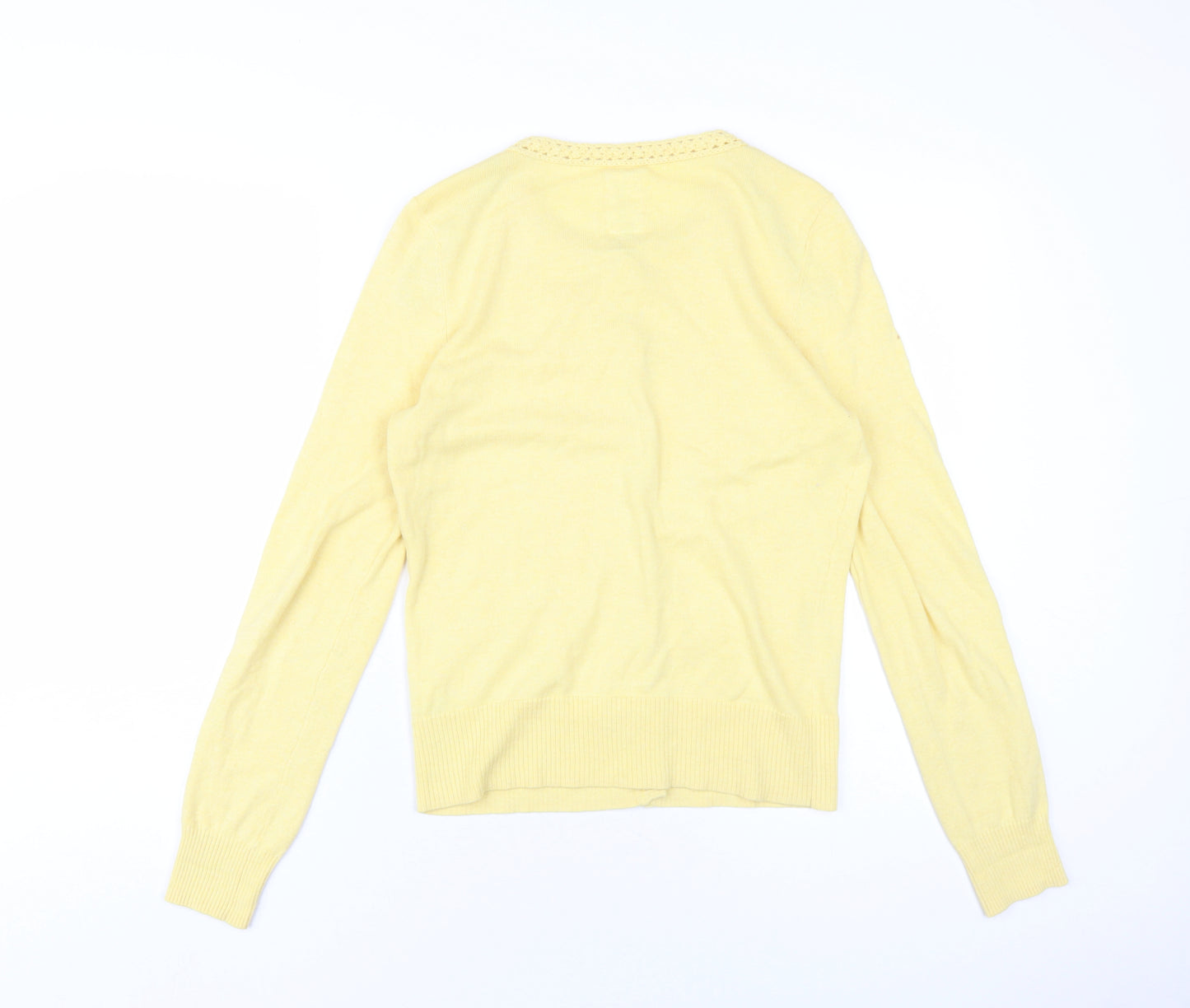 MANTARAY PRODUCTS Womens Yellow Round Neck Cotton Cardigan Jumper Size 12