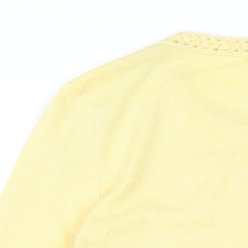 MANTARAY PRODUCTS Womens Yellow Round Neck Cotton Cardigan Jumper Size 12