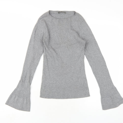 Oasis Womens Grey Cotton Basic T-Shirt Size XS Round Neck