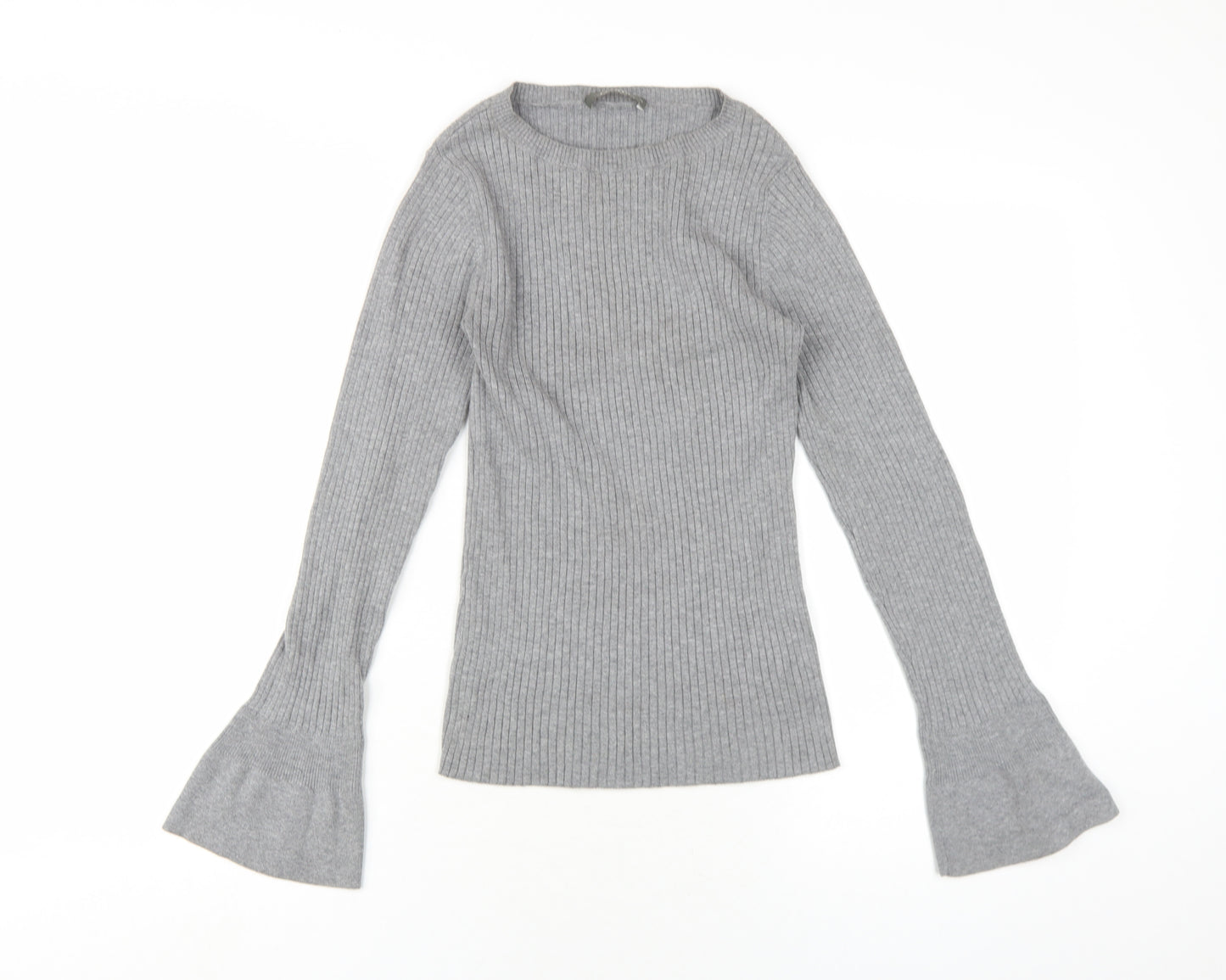 Oasis Womens Grey Cotton Basic T-Shirt Size XS Round Neck