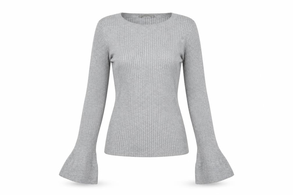 Front view of Oasis women’s grey cotton basic t-shirt, size XS, round neck