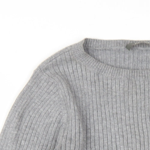 Oasis Womens Grey Cotton Basic T-Shirt Size XS Round Neck