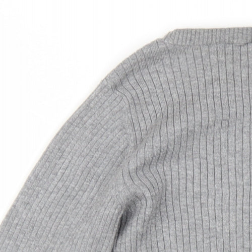 Oasis Womens Grey Cotton Basic T-Shirt Size XS Round Neck