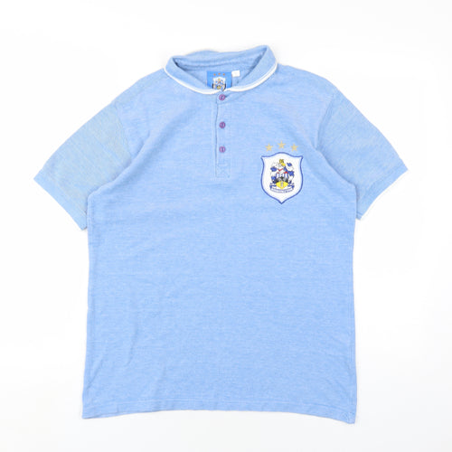 Huddersfield Town FC Mens Blue Cotton Polo Size S Collared Button