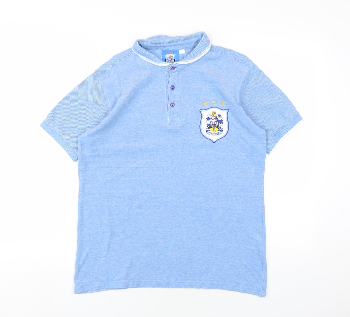 Huddersfield Town FC Mens Blue Cotton Polo Size S Collared Button