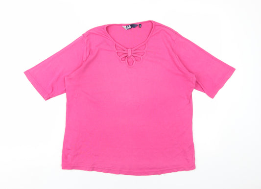 EWM Womens Pink Cotton Basic T-Shirt Size 14 Scoop Neck