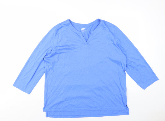 Lands' End Womens Blue Cotton Basic T-Shirt Size L V-Neck