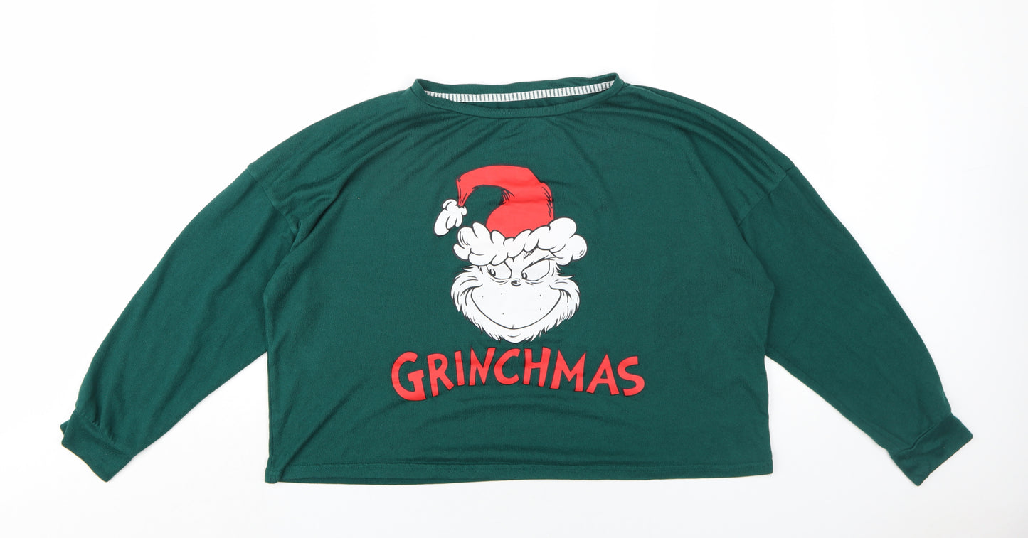 The Grinch Womens Green Polyester Basic T-Shirt Size 18 Round Neck - Grinchmas