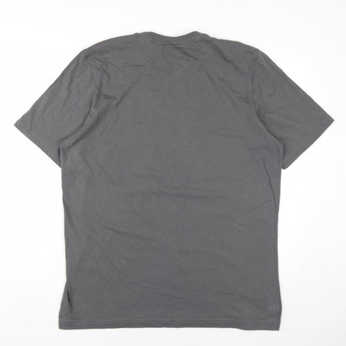 adidas Mens Grey Cotton T-Shirt Size L Round Neck