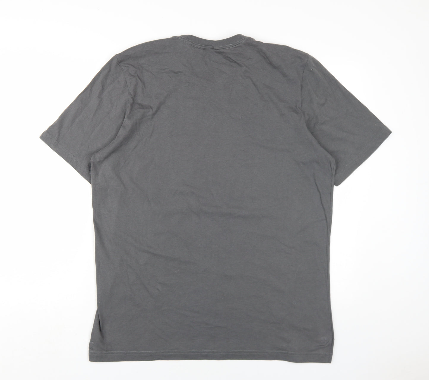 adidas Mens Grey Cotton T-Shirt Size L Round Neck