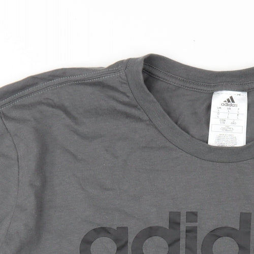 adidas Mens Grey Cotton T-Shirt Size L Round Neck