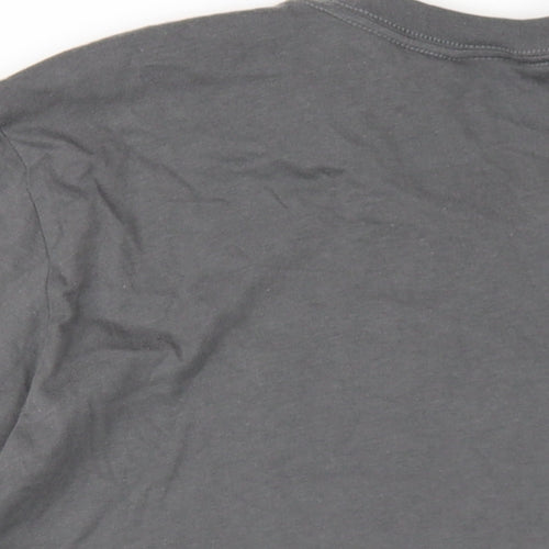 adidas Mens Grey Cotton T-Shirt Size L Round Neck