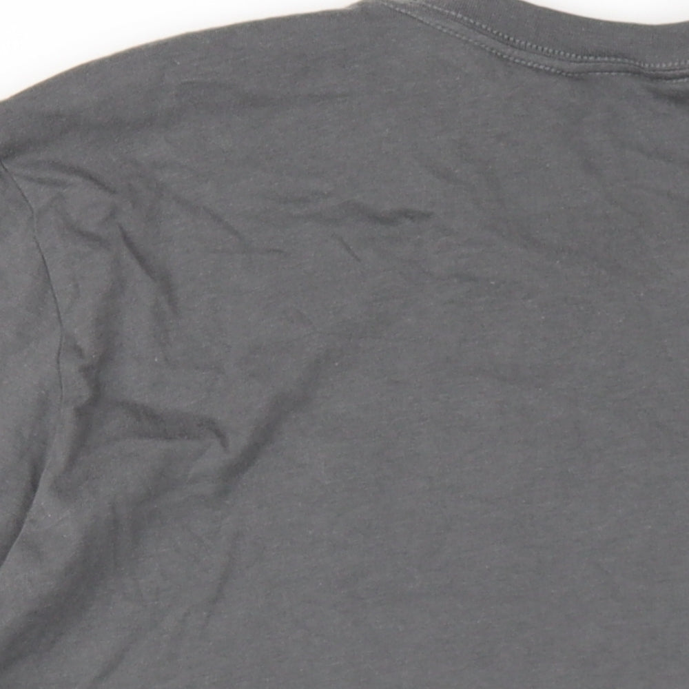 adidas Mens Grey Cotton T-Shirt Size L Round Neck
