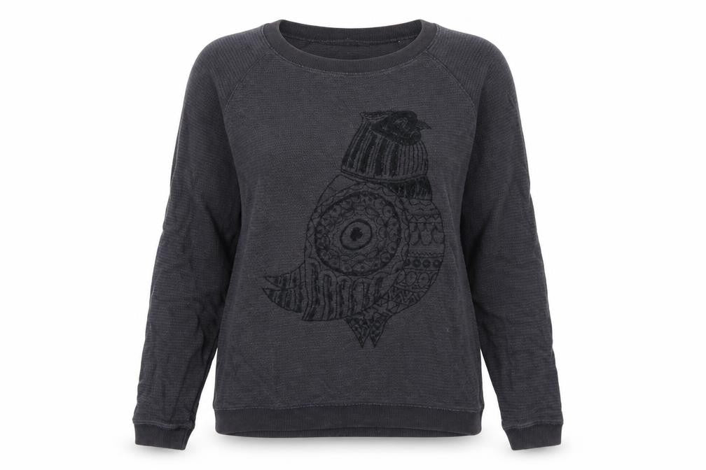 Front view of Jack Wills women’s grey cotton pullover sweatshirt, size UK 10, pullover