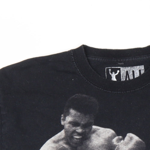 Muhammad Ali Mens Black Cotton T-Shirt Size XS Round Neck