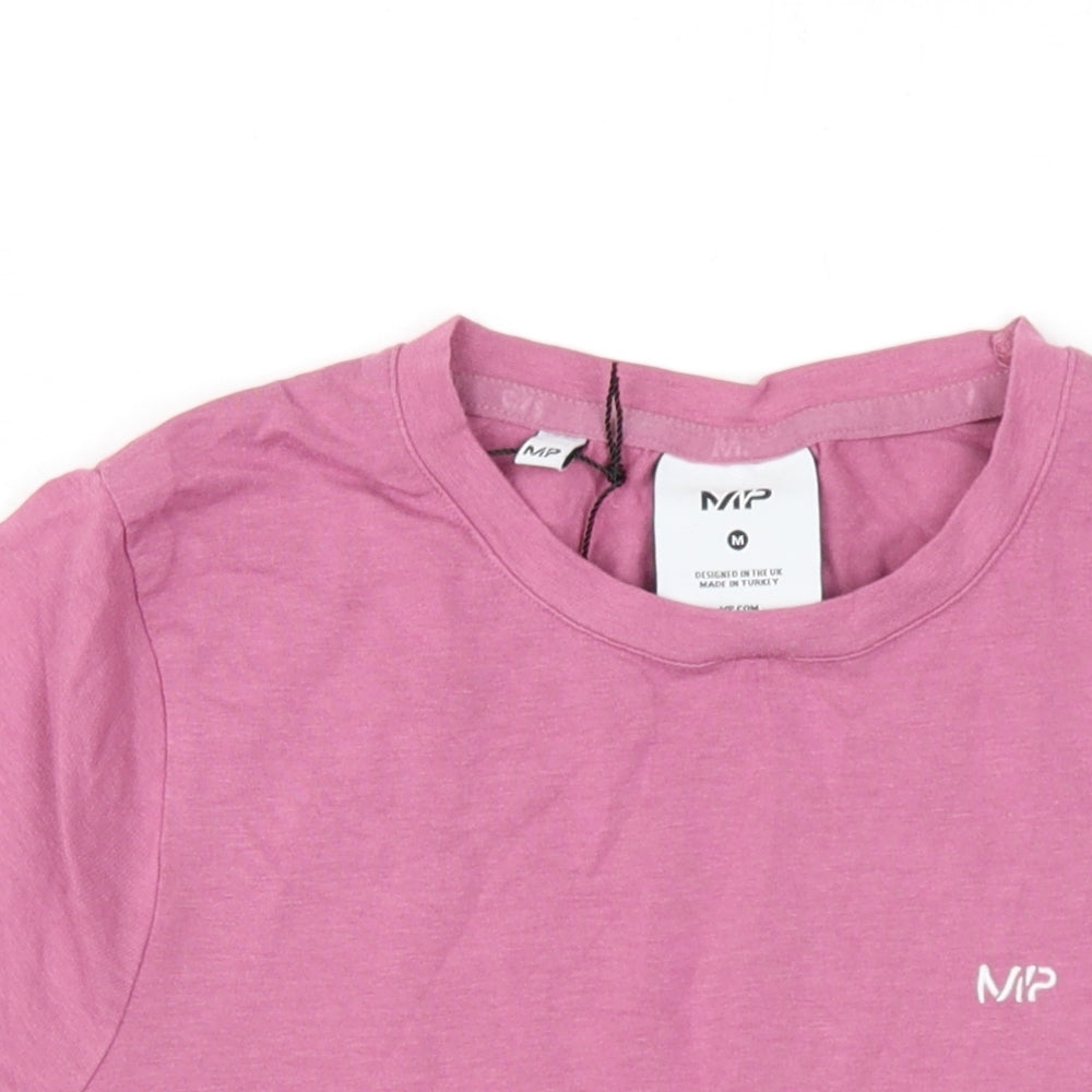 Myprotein Womens Pink Cotton Basic T-Shirt Size M Round Neck