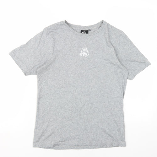 Kings Will Dream Boys Grey Cotton Basic T-Shirt Size 14-15 Years Round Neck Pullover