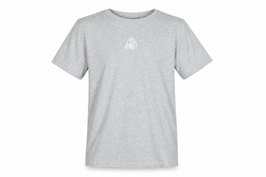 Front view of Kings Will Dream boys’ grey cotton basic t-shirt, size 14-15, years round neck pullover