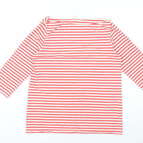 COS Womens Red Striped Cotton Basic T-Shirt Size L Boat Neck