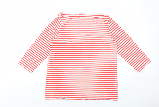 COS Womens Red Striped Cotton Basic T-Shirt Size L Boat Neck