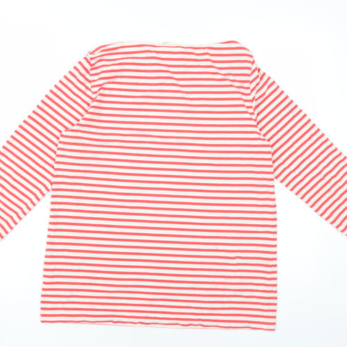 COS Womens Red Striped Cotton Basic T-Shirt Size L Boat Neck
