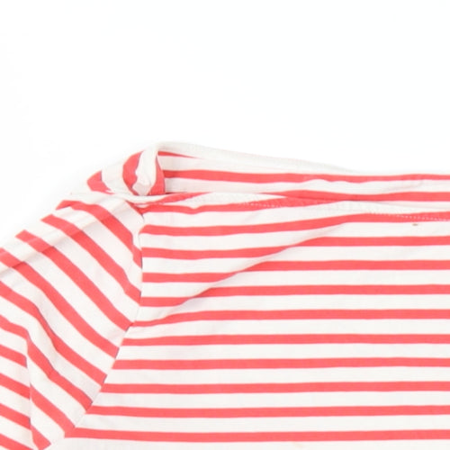 COS Womens Red Striped Cotton Basic T-Shirt Size L Boat Neck