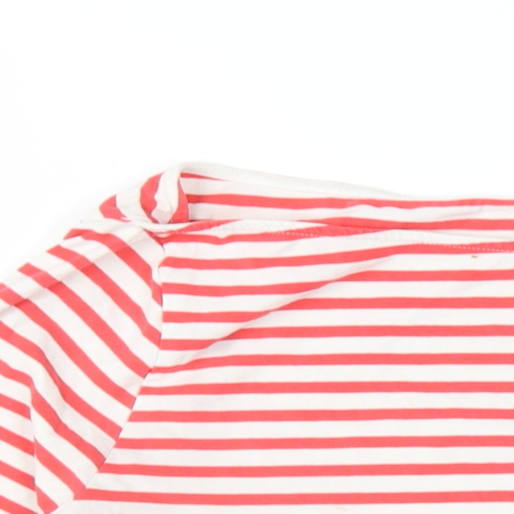 COS Womens Red Striped Cotton Basic T-Shirt Size L Boat Neck