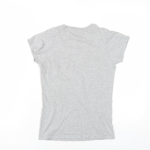 Harry Potter Girls Grey Cotton Basic T-Shirt Size 6-7 Years Round Neck Pullover - Dobby